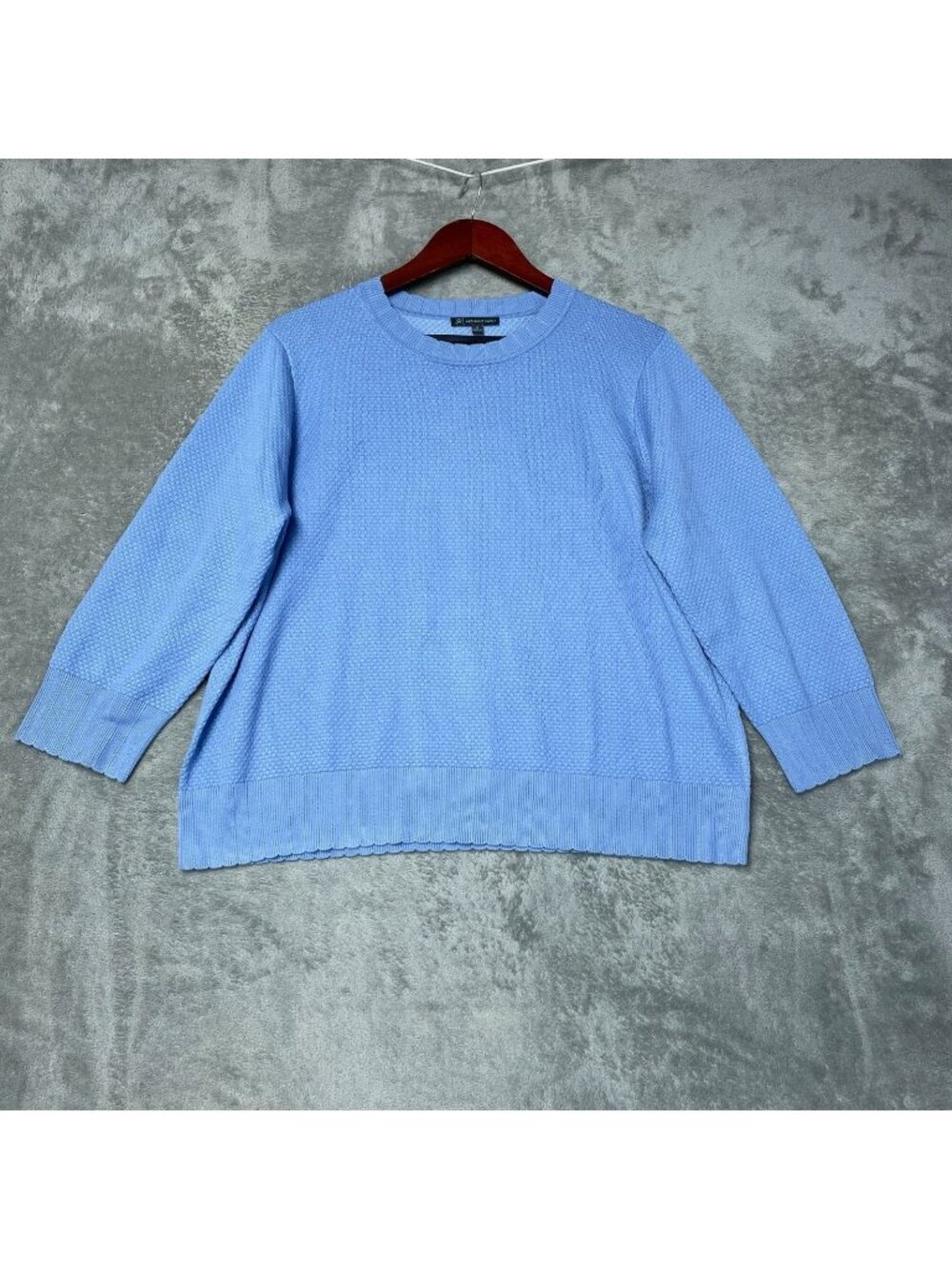 NWT Adrianna Papell Women's XL Light Blue Textured Knit Sweater Crewneck C0405